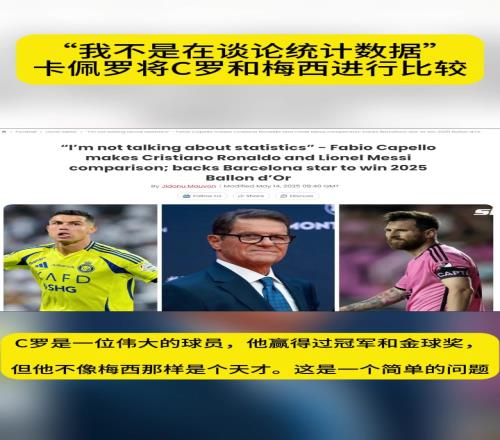 卡佩罗:C罗赢得过冠军和金球奖,但他不像梅西那样是个天才