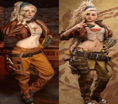 小腰精!艾什莉体模COS《怪猎荒野》杰玛:小蛮腰身材火辣!