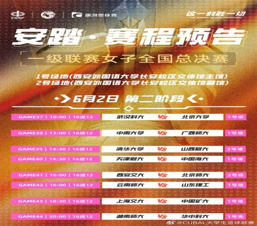CUBAL赛程预告:女篮16进12北体大男篮vs华侨清华vs湖南工大