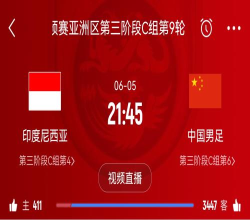 央视官网备注国足vs印尼为“图文直播”,6月5日晚间播法网半决赛