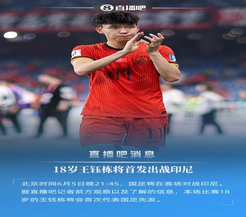 18岁194天创纪录!王钰栋首次先发,成国足世预赛最年轻首发球员