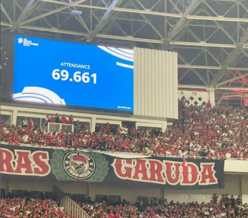 现场座无虚席!今天国足vs印尼现场共69661人!