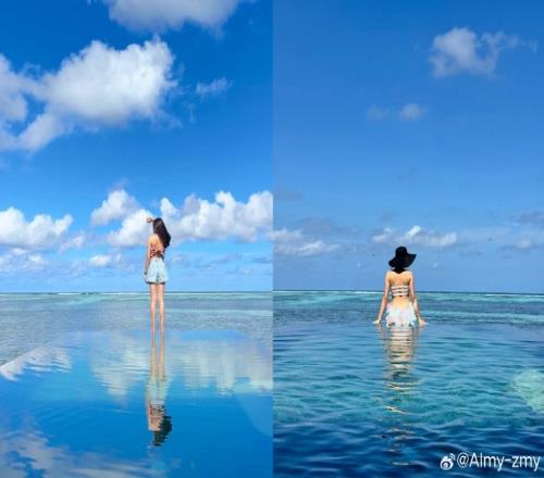 姜宇星妻子晒在马尔代夫游玩的照片:就让时光虚度