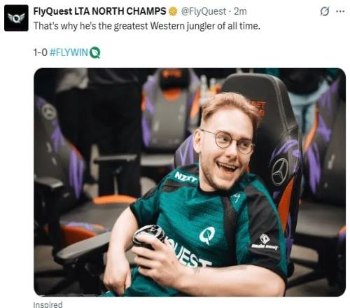 FLY官推盛赞Inspired:这就是为什么他是西方历史最佳打野