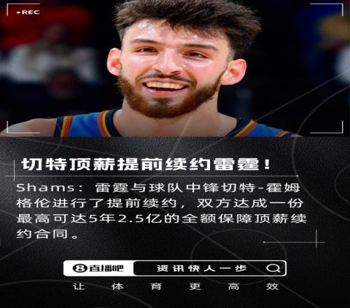 准备王朝Shams:切特顶薪提前续约雷霆合同最高可达5年2.5亿