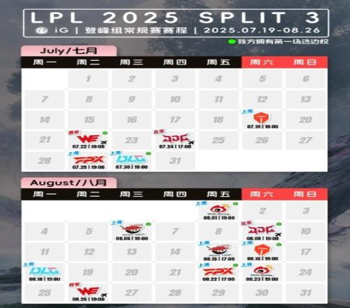 iG官方发布第三赛段赛程预告:首战TES,7月30日对战BLG