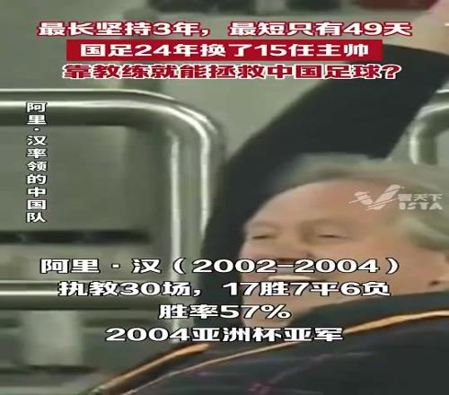 马上又要换了进入21世纪，国足已更换15位主教练！