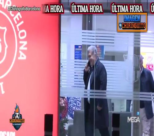 笑早了今早巴萨高层离开办公室，拉波尔塔打电话时全程微笑