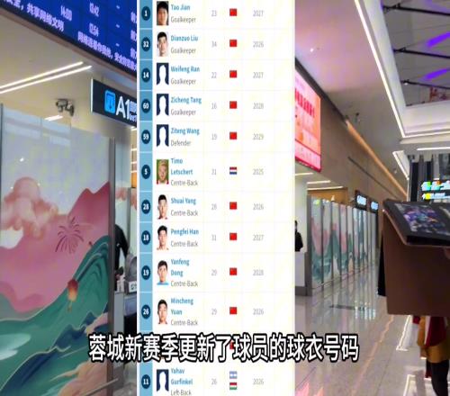 成都蓉城，新赛季球员球衣号码请查收