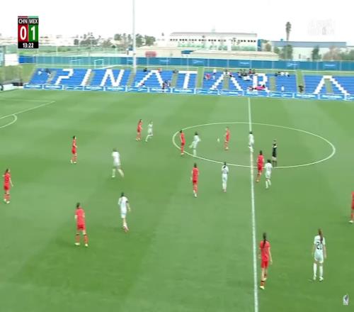 中国女足半场02落后防线大开，墨西哥女足轻松破门