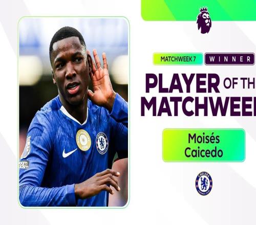 官方：切尔西中场凯塞多当选英超第7轮最佳球员