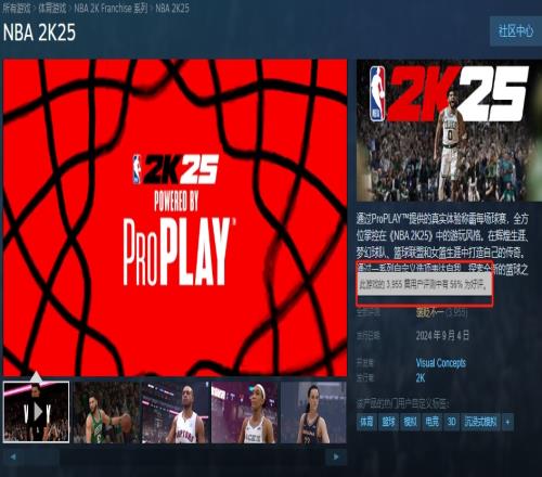 还算可以《NBA2K25》截止目前好评率达到56%《NBA2K24》仅30%
