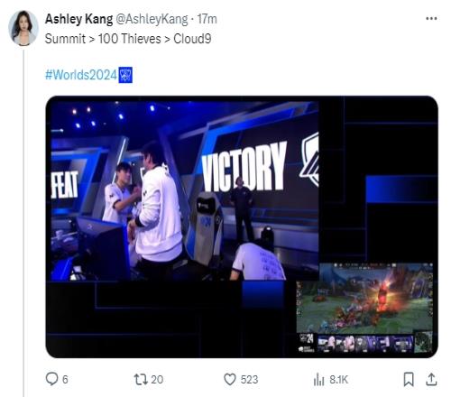 韩媒记者AshleyKang更推：Summit100ThievesCloud9