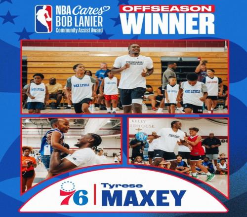 NBA官方：马克西获得休赛期鲍勃兰尼尔社区关怀奖