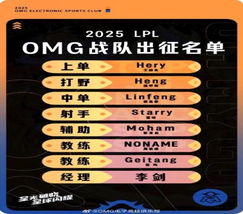 OMG发布第一赛段大名单：Heng、Moham加盟，上中下三人留队