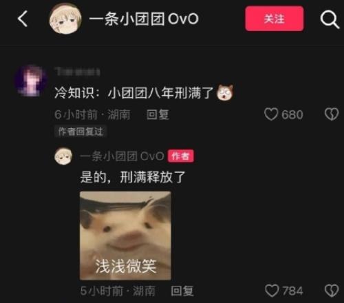 玩梗还是真话小团团回复网友“八年刑满了”：是的刑满释放了