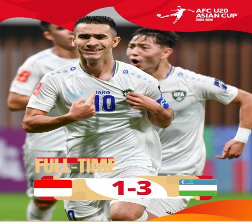 乌兹别克斯坦U20队31印尼U20队两连胜晋级8强，印尼U20队出局