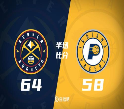 半场掘金领先步行者6分约基奇狂送9助阿隆戈登16分特纳14分