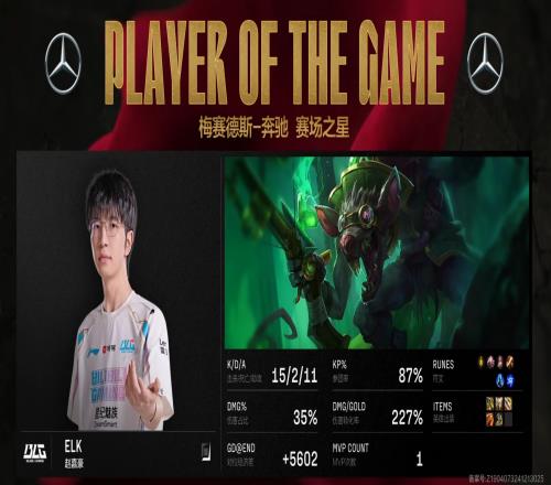 Bin把队友架在火上烤此前Elk公理秘术触发BUG赢下比赛并拿到MVP