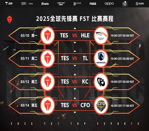 TES发布先锋赛循环赛赛程：10日TES将战HLE14日收官战对阵CFO