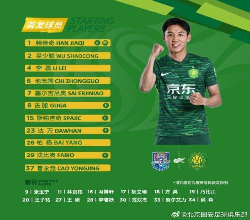 北京国安今日首发！面对老对手国安，战斗！