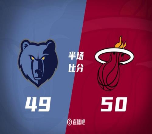半场战报：灰熊1分落后热火莫兰特3+2+3小皮蓬10+5阿德巴约16分