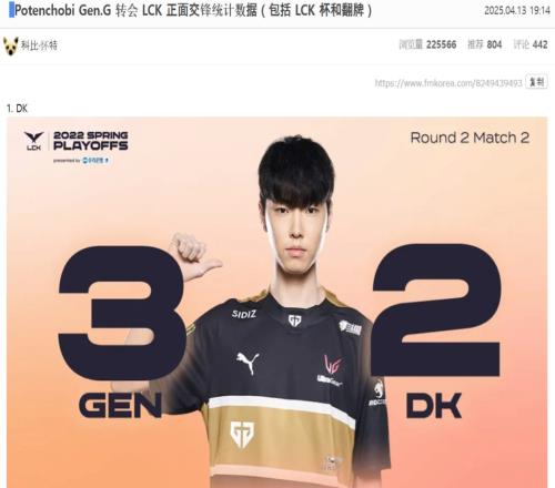 KT牛！韩网粉丝统计Chovy加入GEN后的LCK战绩：只有KT跟GEN打平！