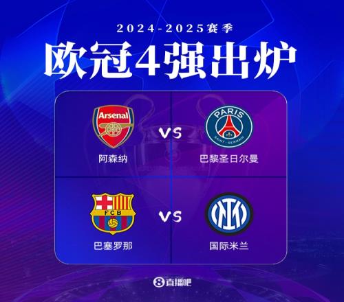 想看哪组欧冠决赛对阵概率：阿森纳vs国米26%，阿森纳vs巴萨25%