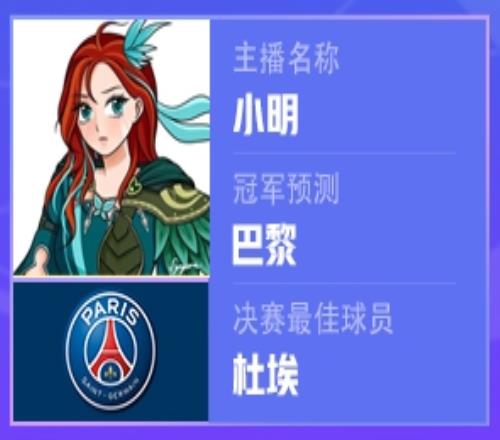 神了！主播小明赛前预测巴黎夺冠+杜埃MVP，双双命中