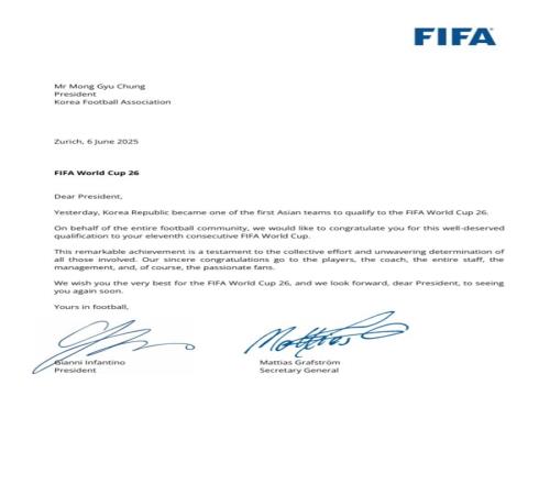 FIFA祝贺韩国连续第11届晋级世界杯：实至名归，了不起的成就