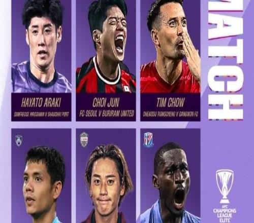 周定洋、阿苏埃入选亚冠最佳球员