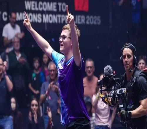 A-勒布伦挽救6个赛点3-2逆转战胜张本智和，晋级蒙彼利埃八强