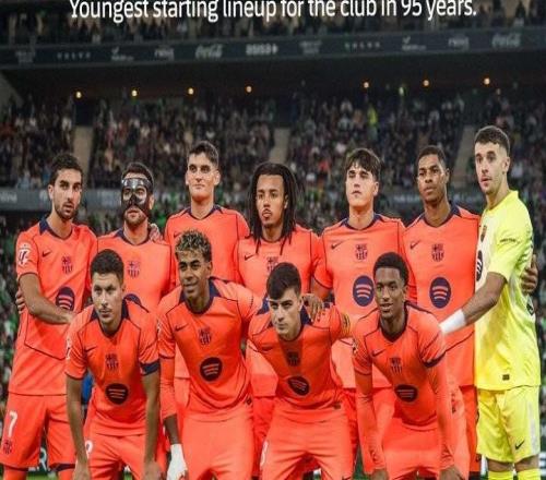 23.34岁，巴萨客战贝蒂斯首发平均年龄创队史95年来最低纪录