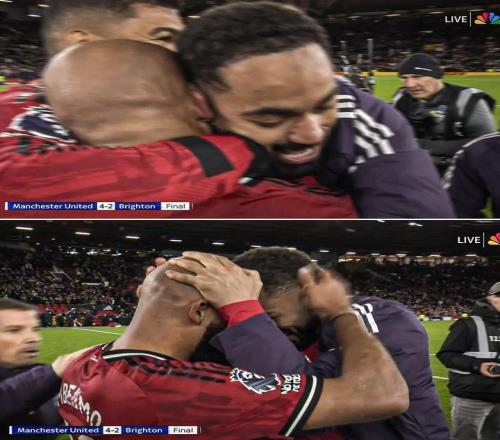 难言激动之情，赛后库尼亚和姆伯莫在场上拥抱了许久