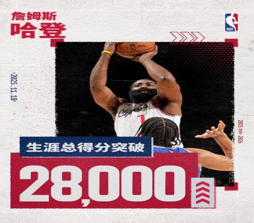 里程悲！哈登成为NBA历史第3位解锁生涯28000分的后卫