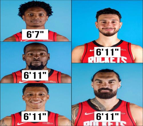 火箭今日首发数据：篮板率70.4%，净效率值达+65.7