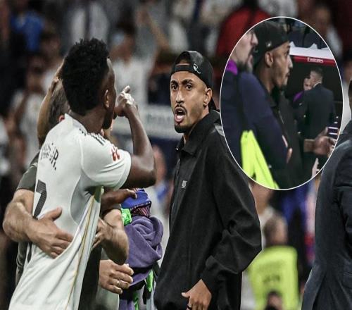 两难，拉菲尼亚入场帮亚马尔解围与国家队队友维尼修斯起争执