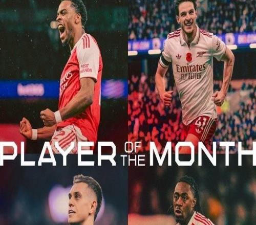 阿森纳11月最佳球员候选：廷贝尔、赖斯、特罗萨德、埃泽在列