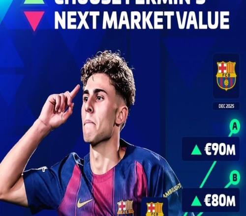 德转预热费尔明身价更新：最高上涨至9000万欧，最低7000万