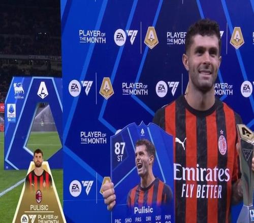 荣耀时刻，普利希奇领取意甲9月最佳球员奖