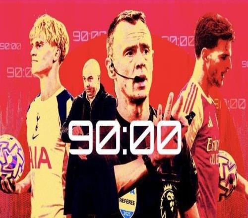 英超本赛季平均每场持续100分36秒，但净比赛时间只有54.7%