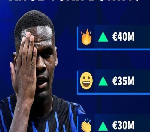 德转预热国米前锋博尼身价上涨：最低2500万欧，最高4000万欧