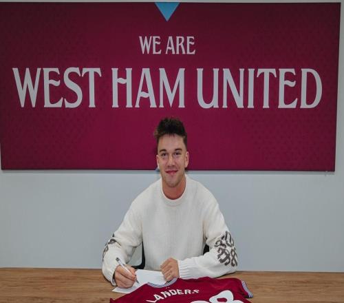 官方：西汉姆联与18岁前锋兰德斯续约至2028年夏天