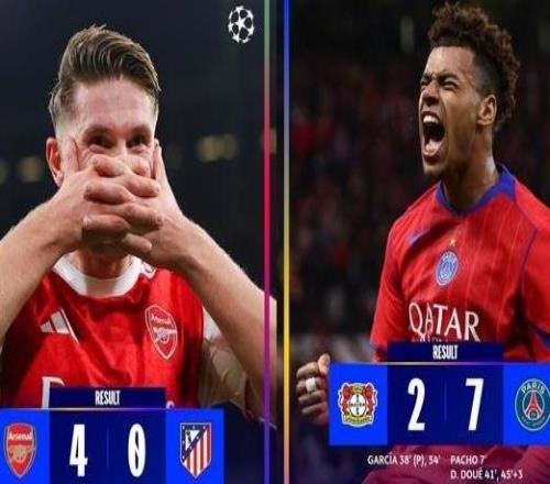 欧冠1夜9场轰43球！阿森纳13分钟40碾压马竞！大巴黎72狂胜药厂