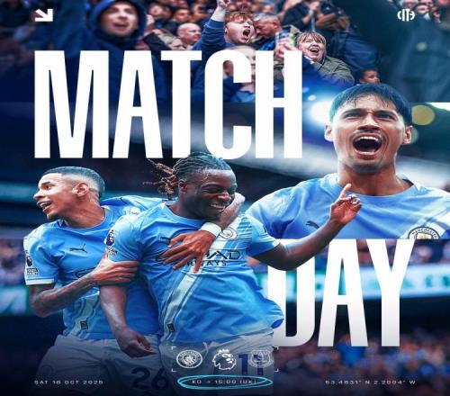 比赛日！曼城晒对战埃弗顿海报，赖因德斯、萨维尼奥等人出镜