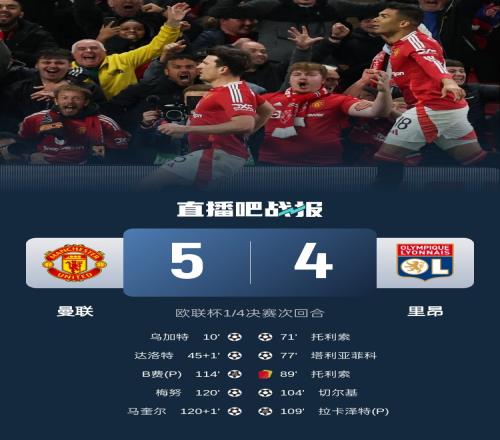 载入史册！曼联54里昂是欧战历史上首场加时赛打进5球的比赛